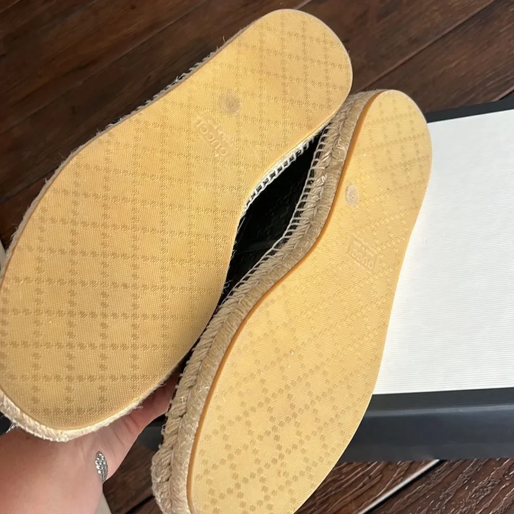 Gucci Black Leather Espadrilles